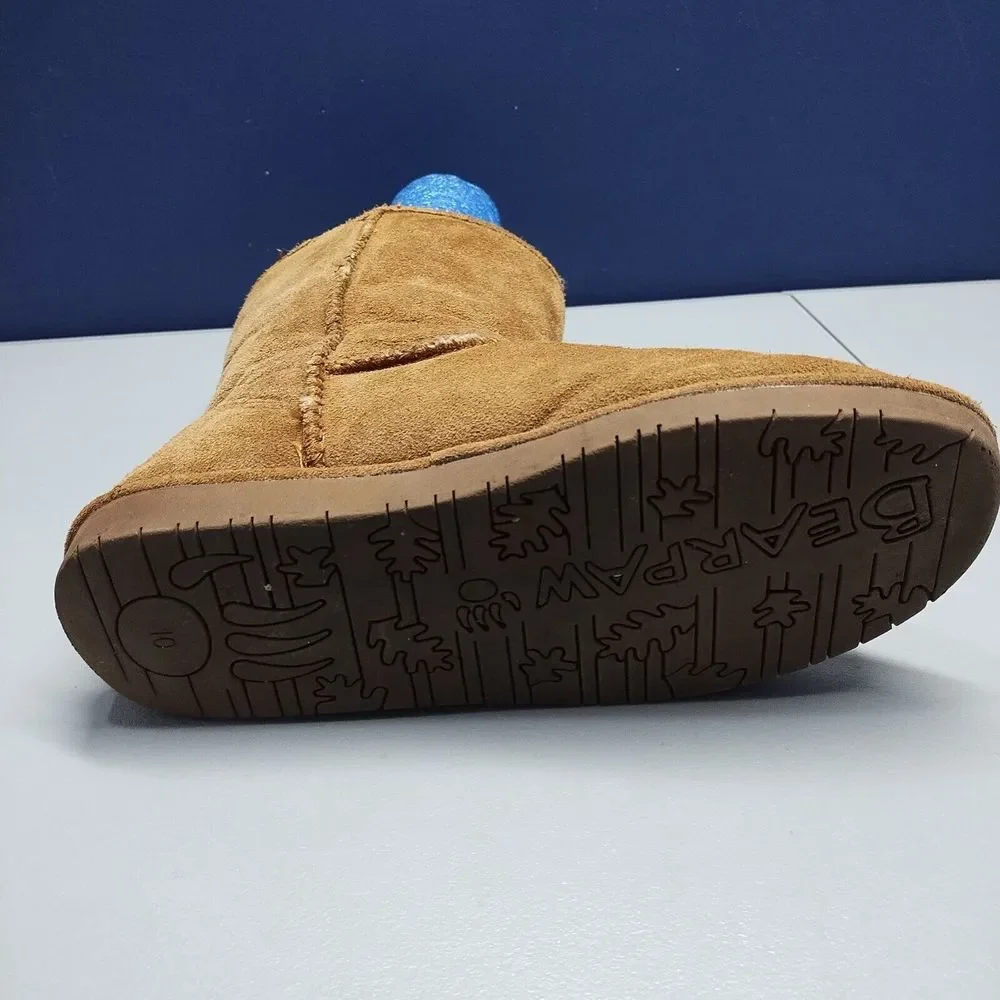 BEARPAW‎ Winter Boots Womens Size 10 Tan Suede Leather Sheepskin Wool Lining